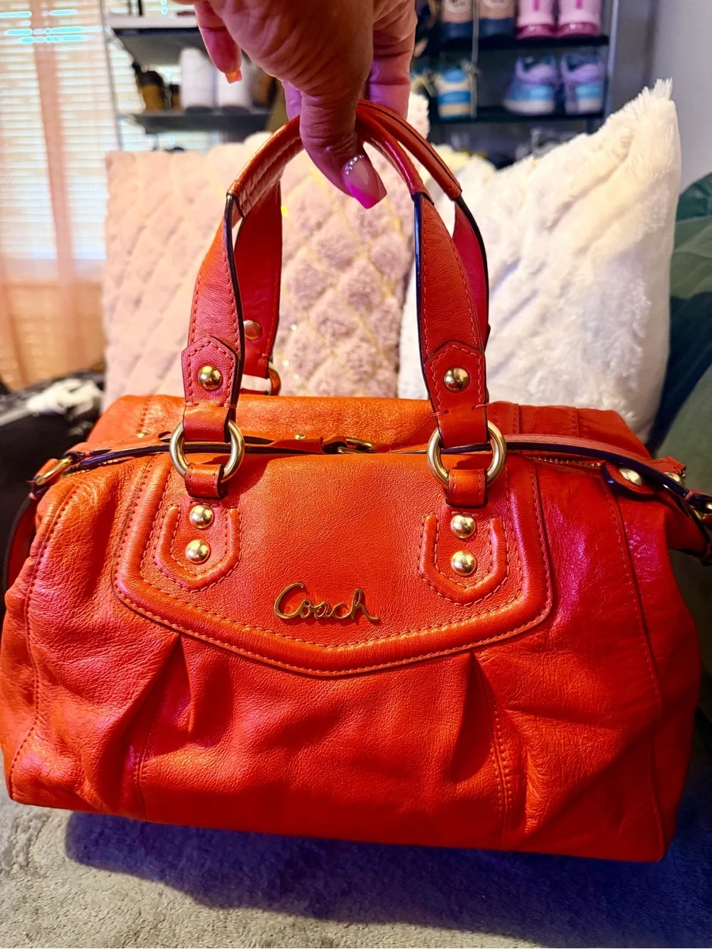 Authentic Coach Ashley Satchel with Gold Hardware